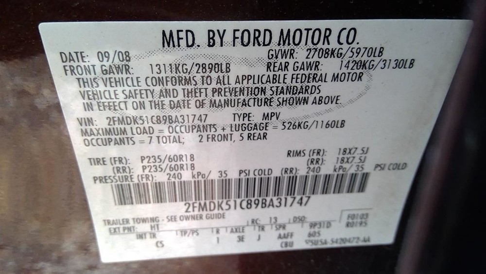 Passenger Right Front Spindle/Knuckle Knuckle Fits 09 FLEX 275846