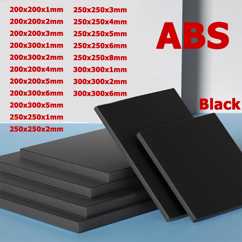 Black ABS Plastic Sheet Panel DIY Model Craft 1/2/3/4/5/6mm Thick Various Size