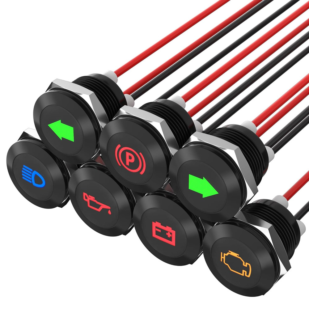 12V LED Indicator Light Small Indicator Light Waterproof 1/2" Panel Cutout 12 Vo
