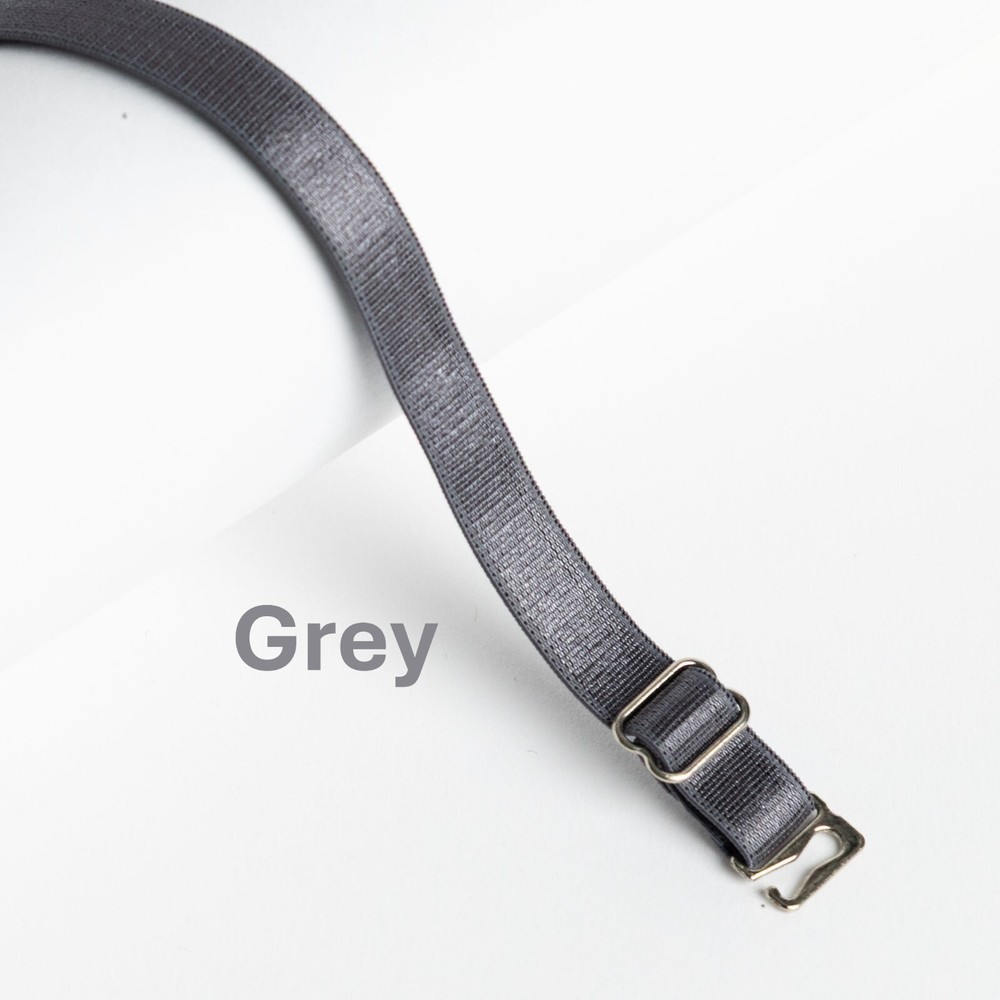 GREY REPLACEMENT BRA STRAPS - ADJUSTABLE - (SIL) - 1CM WIDE
