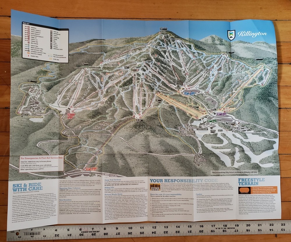2018/19 KILLINGTON, VT SKI TRAIL MAP & STICKER/DECAL NEVER USED CONDITION