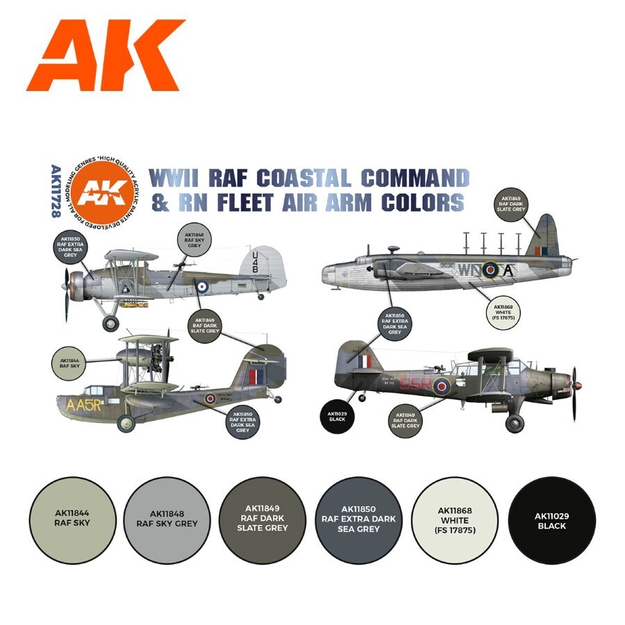 AK Interactive: WWII RAF Coastal Command & RN Fleet Air - Paint Set - AK11728