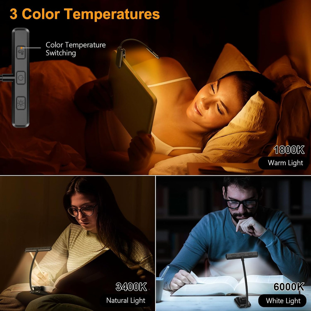 Gritin 19 LED Rechargeable Book Light for Reading in Bed with Memory Function