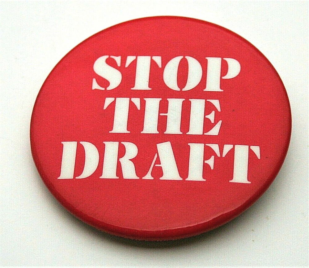 Anti War Peace "Stop The Draft" 1970s Protest Button Pin NOS New