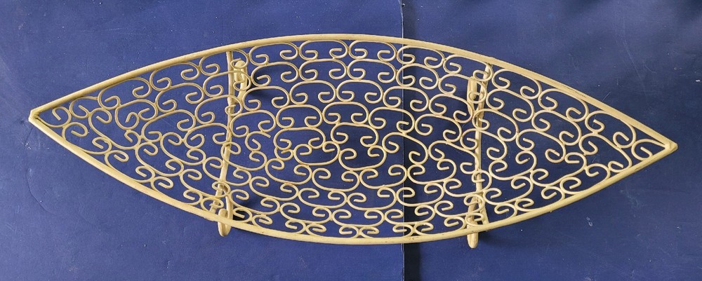 Large Wire Fruit Bowl Bread Basket Canoe Yellow 27"