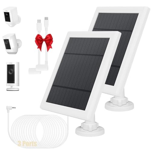 Solar Panel for Ring Camera 3 Port Compatible with Ring Spotlight 2 Pack White