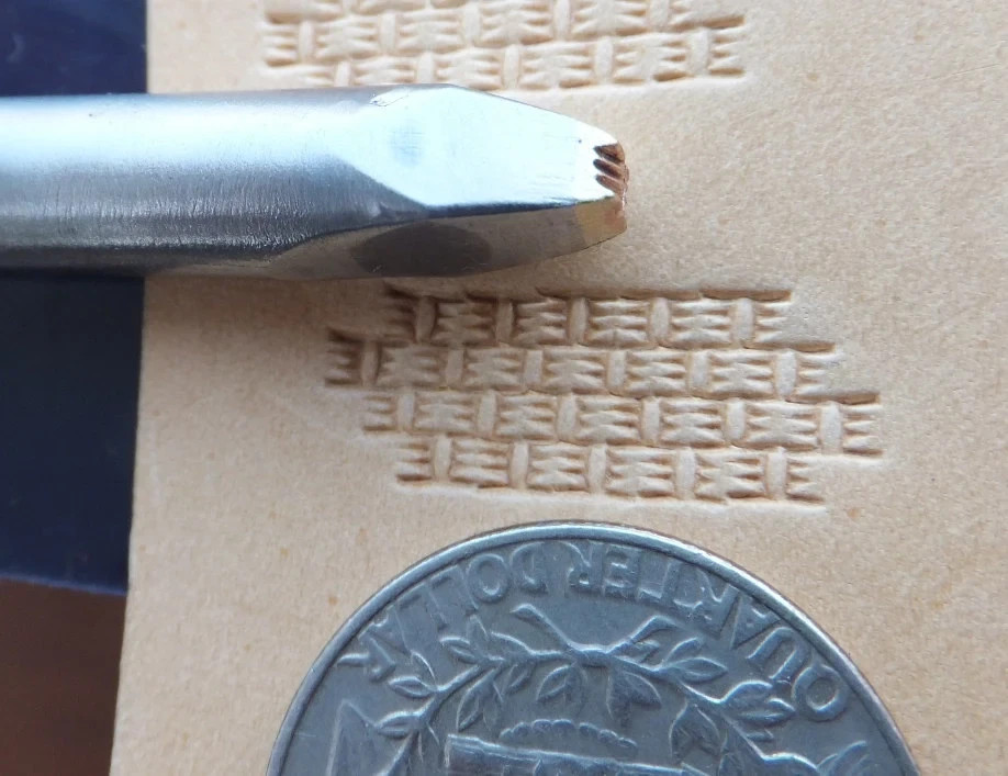 013-23 Micro Basket Squer Border Original Brass hand made Leather stamp Tool