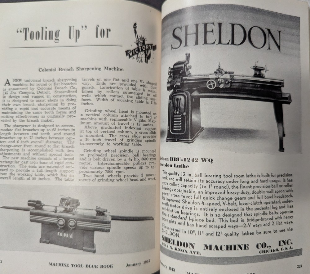 ***VINTAGE JANUARY 1943 MACHINE TOOL BLUE BOOK CATALOG***