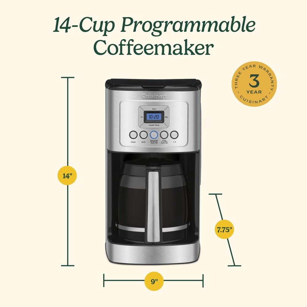 Cuisinart 14-Cup Coffee Maker, Programmable Glass, Stainless Steel