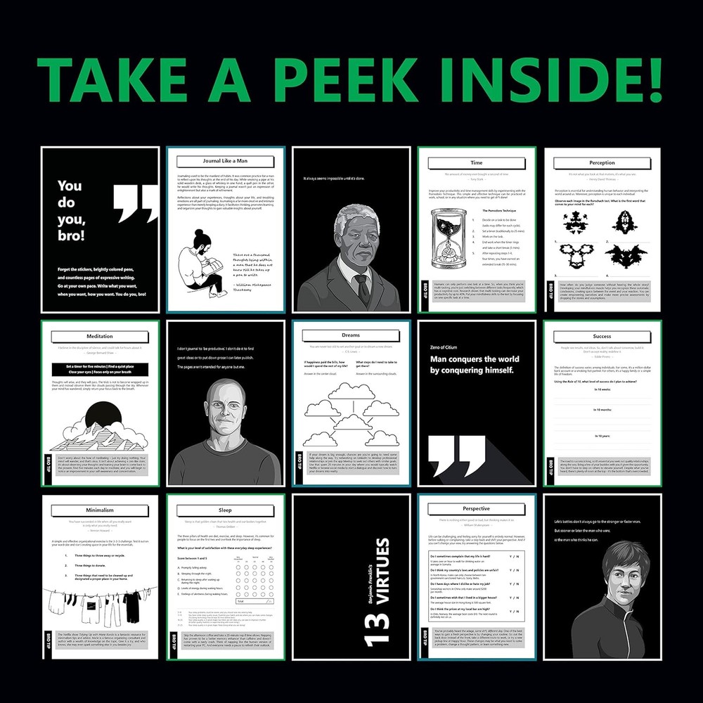 Bro Journal: 12-Week Guided Gratitude, Mindfulness, & 12 Weeks, Gray