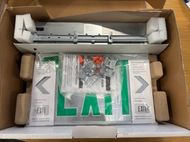 CEL-2-A-GM-WH-R Mule Recessed Mount Edge-Lit LED Exit Sign