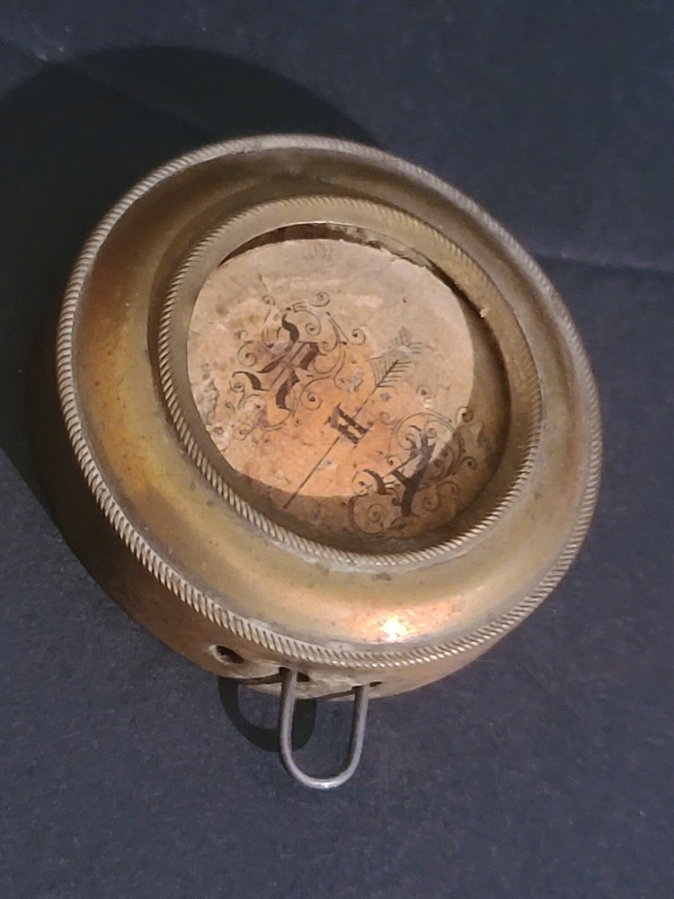 Vintage Brass Mantle Clock Part Compass Weight