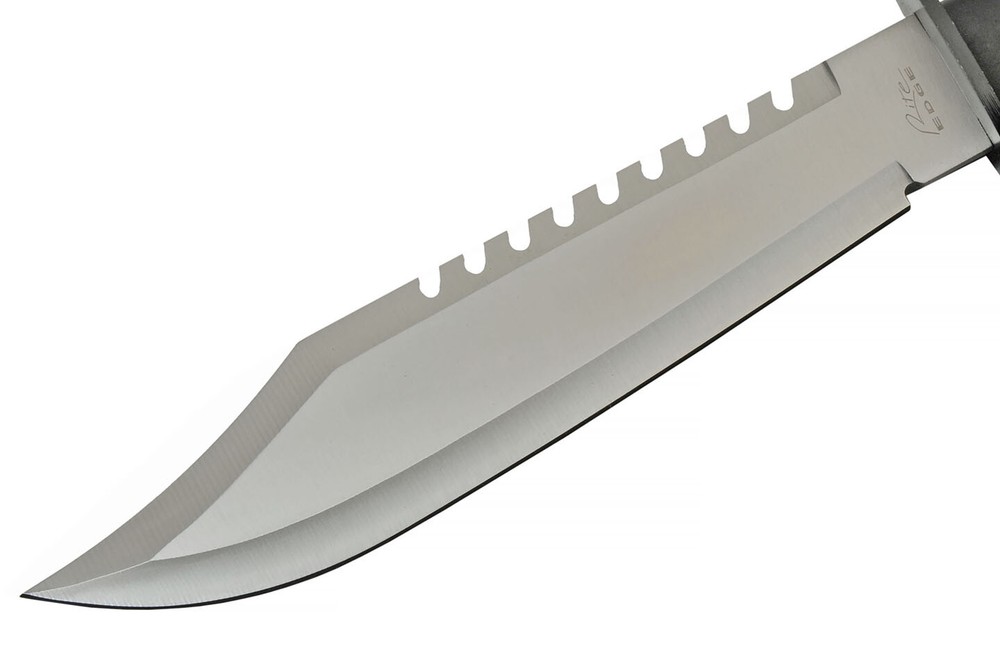 Survival Knife | Clip Point Blade Rubber Handle + Sheath, Flint, Sharpener