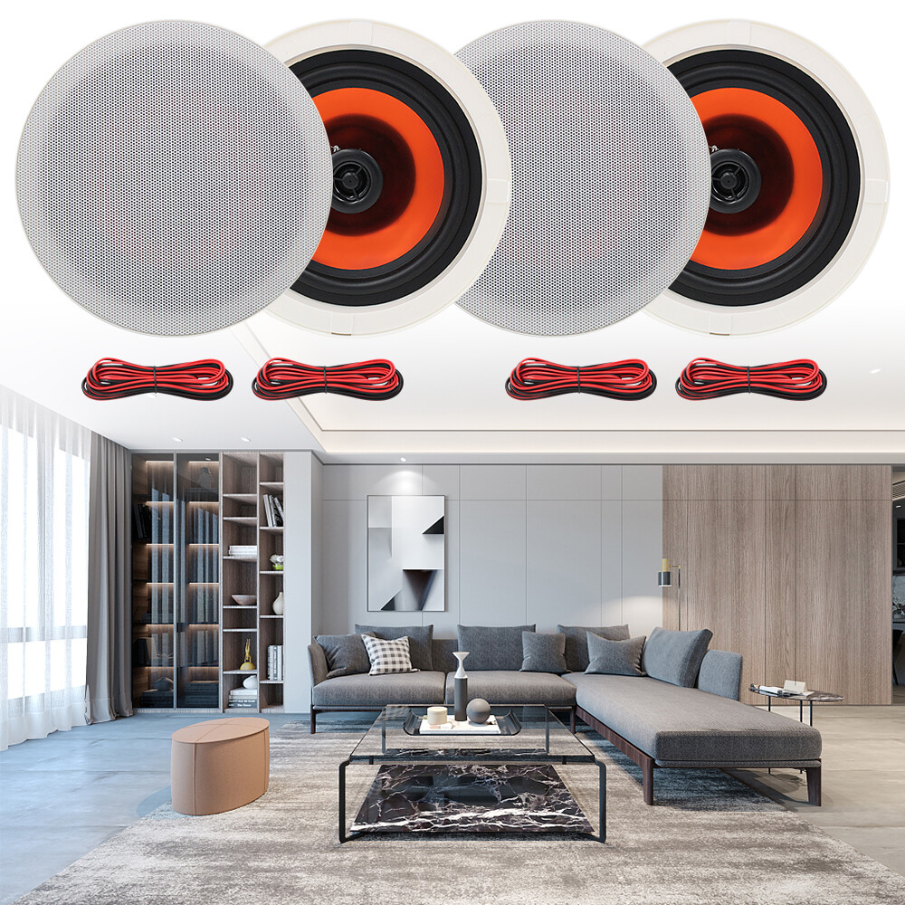 4*Herdio 6.5" Restaurant Cafe Ceiling Speaker Bluetooth Wireless Flush Mount Kit