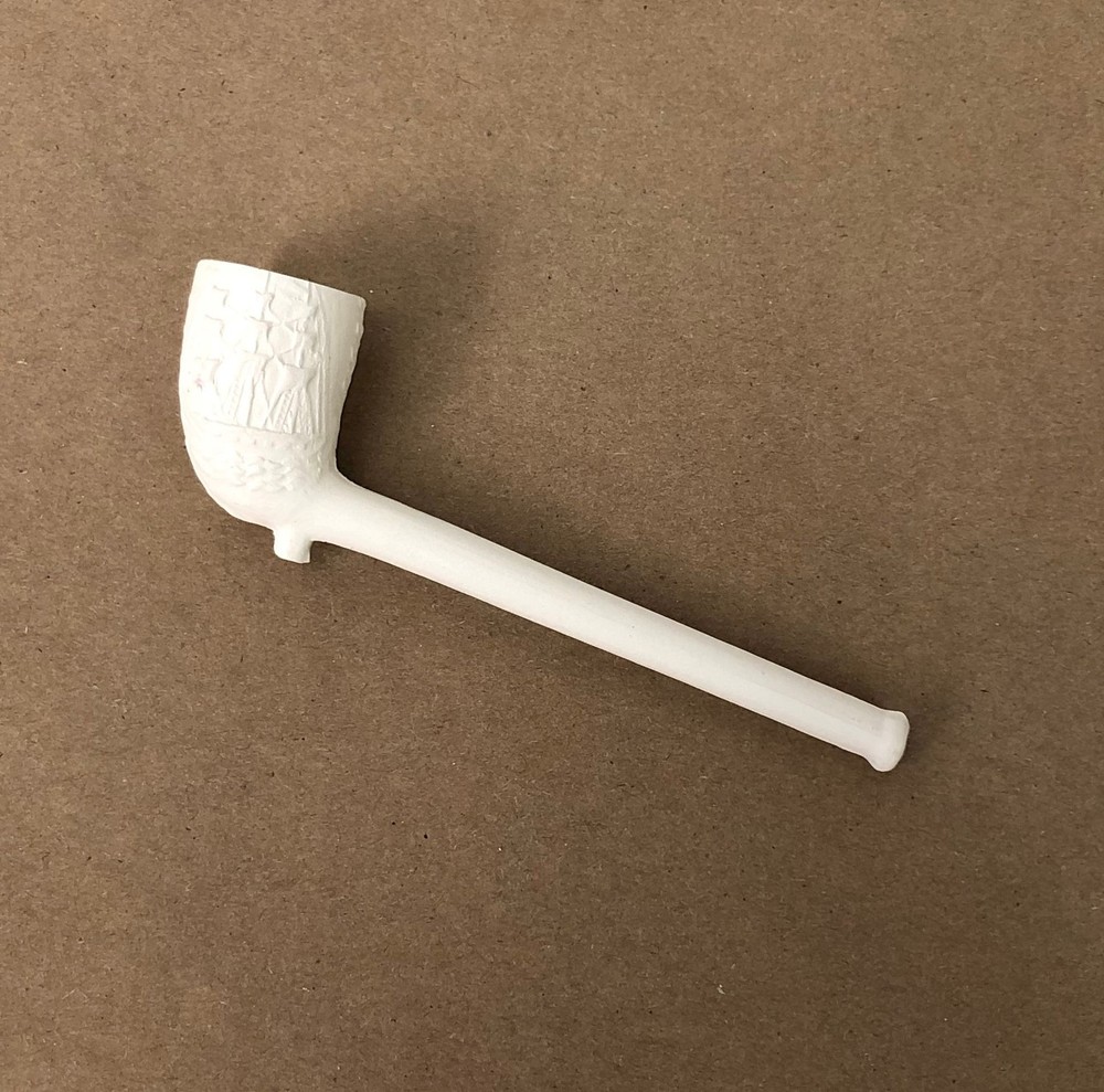 Maritime Motif Clay Pipe with Ship & Anchor
