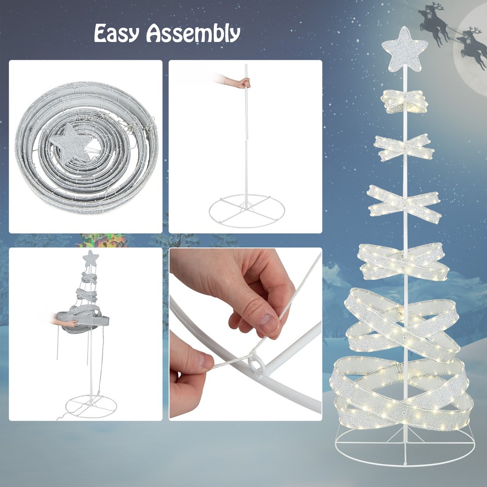 Pre-lit Spiral Christmas Tree Light Up Artificial Tree w/341 LED Lights