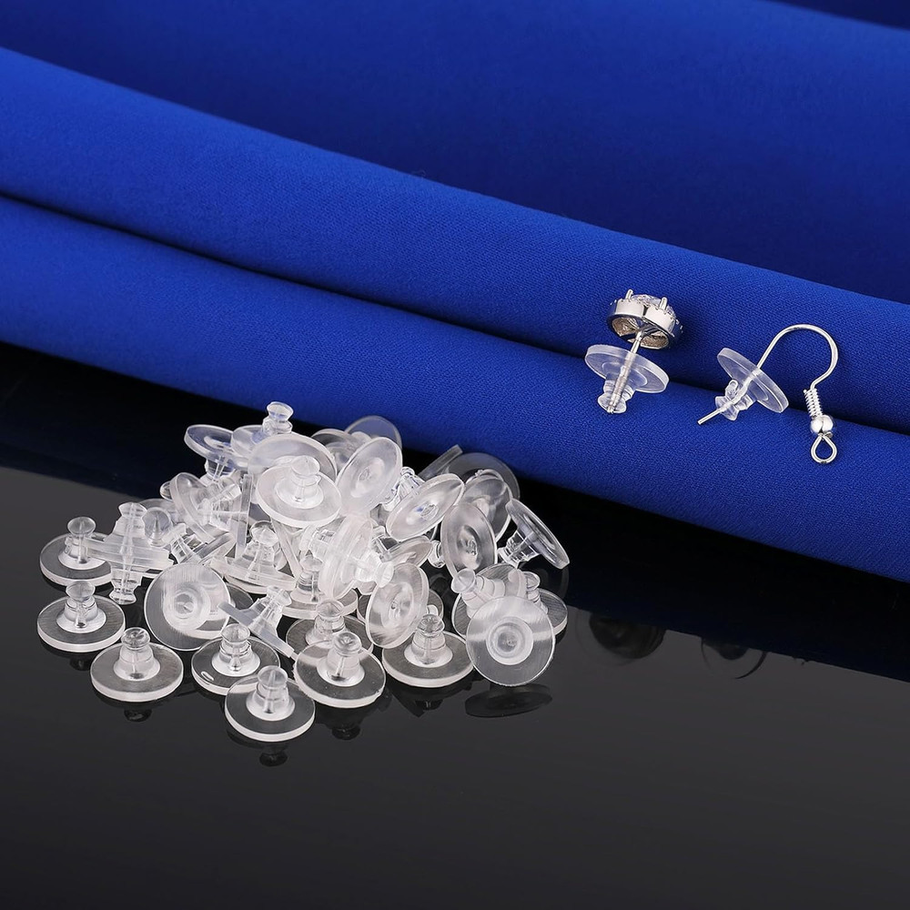 Earring Backs Rubber,100Pcs Soft Clear Earring Backs for Studs,Hypoallergenic Si
