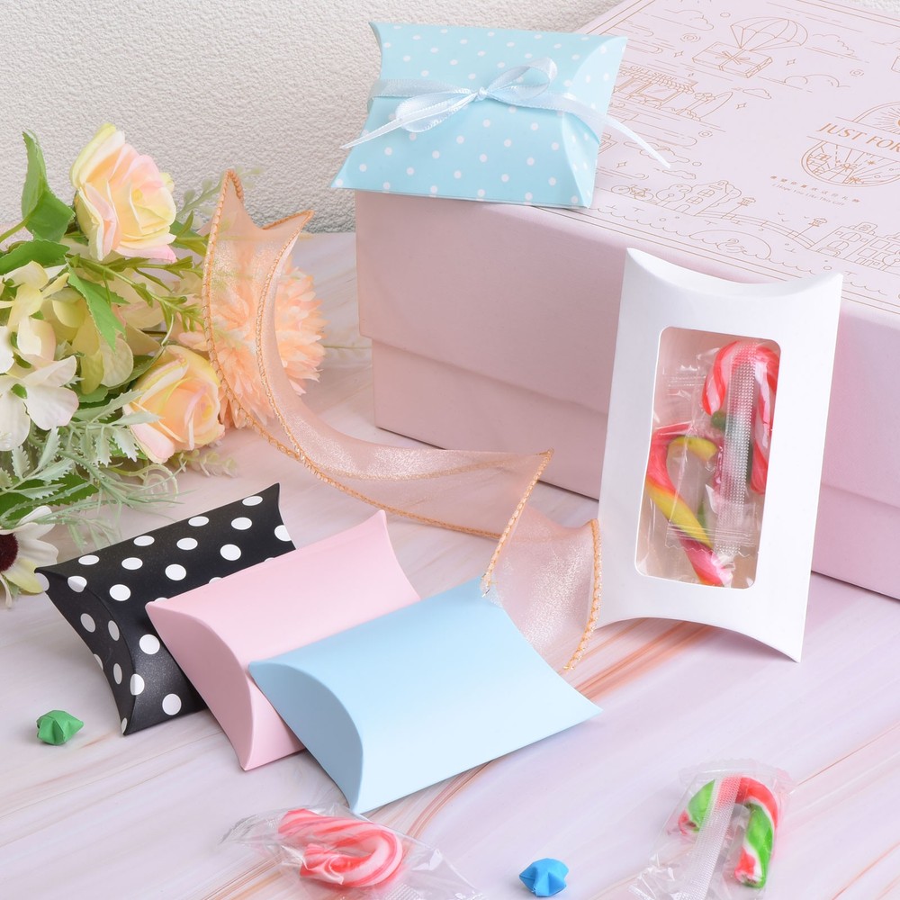 100Pcs 3.5 x 2.6 Inch Pillow Boxes Wedding Paper Gift Boxes Yellow