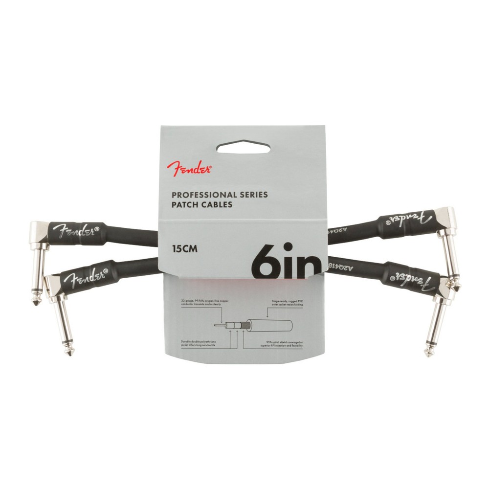 Fender Professional Series Instrument Cable 2 Pack Angle Angle 6 in (Black)