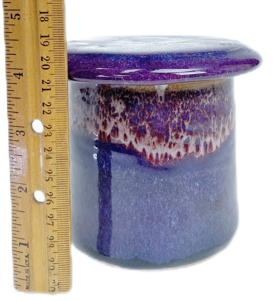 Butter Keeper Purple Stoneware Studio Pottery Counter Storage Dish