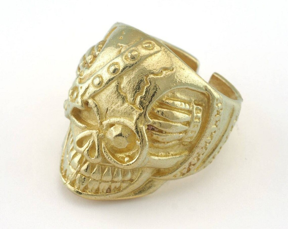 Skull Adjustable Ring Raw Brass (20mm 10.5US inner size) 2891