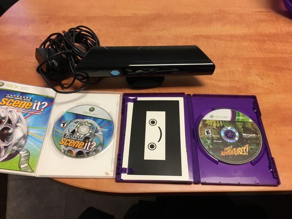 Microsoft Xbox 360 Kinect Motion Sensor Bar Black & Kinect Adventures/Scene It?