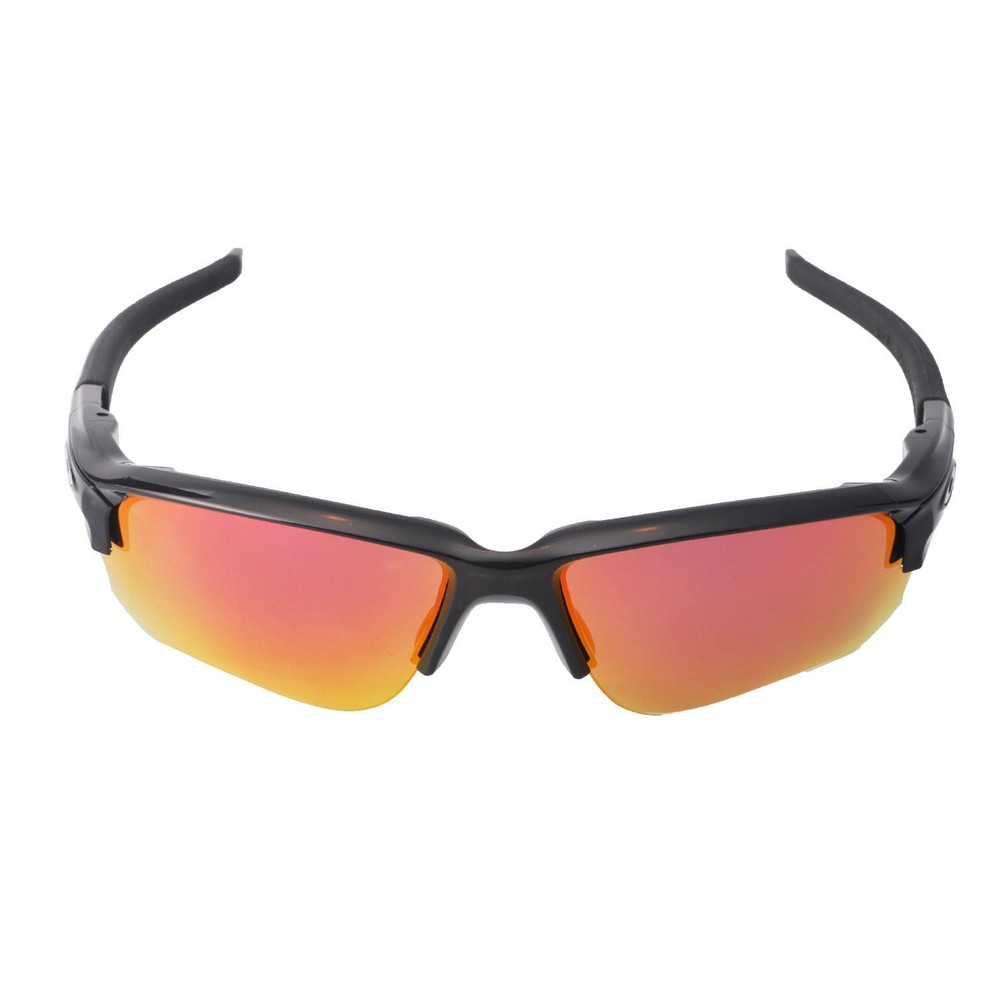Walleva Fire Red and Ice Blue Polarized Replacement Lenses For Oakley Flak Draft