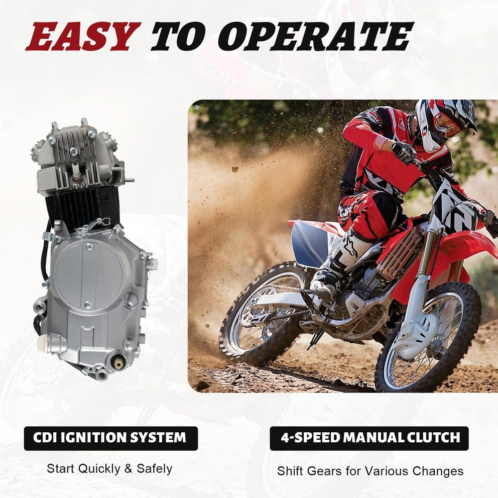 125CC 4 Stroke Gasoline Single Cylinder Engine Kit Air Cooled Kick Start Reverse
