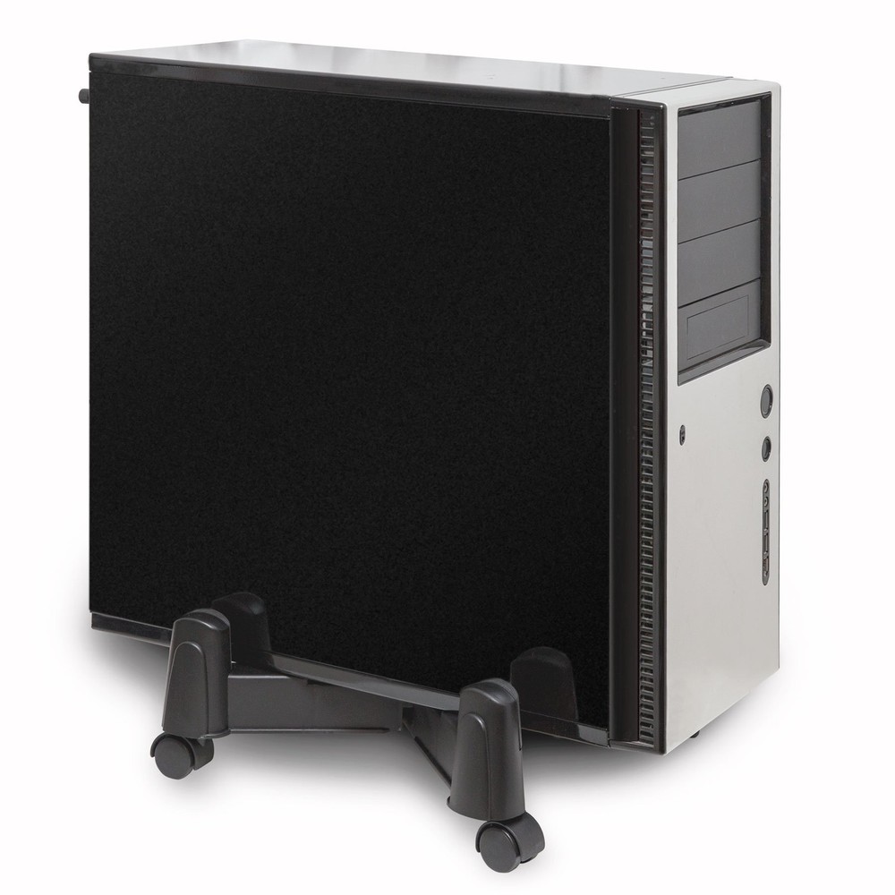 Mobile Desktop Tower Computer Floor Stand Rolling Compact, Plastic X Black