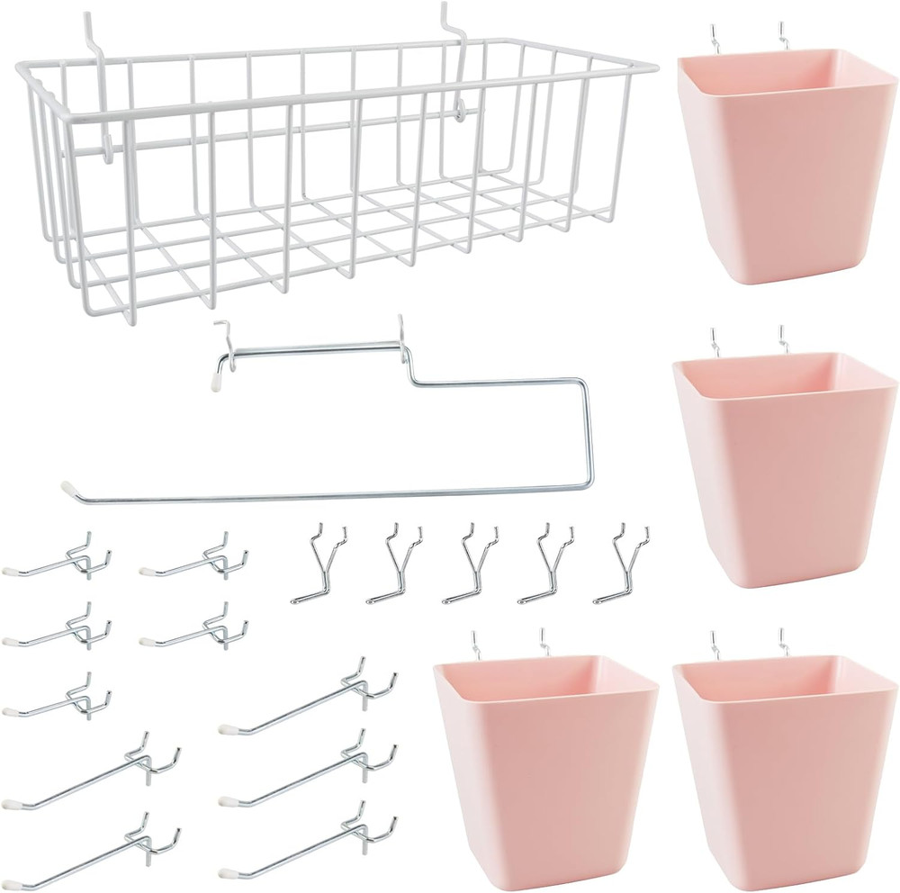 Peg Board Organizer 21 Pack, Pegboard Accessories with Baskets Cups Hooks - 1...