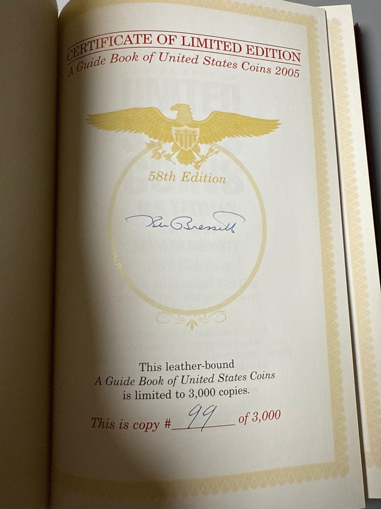 Red Book 2005 Limited US Coin Guide Leather Signed Book