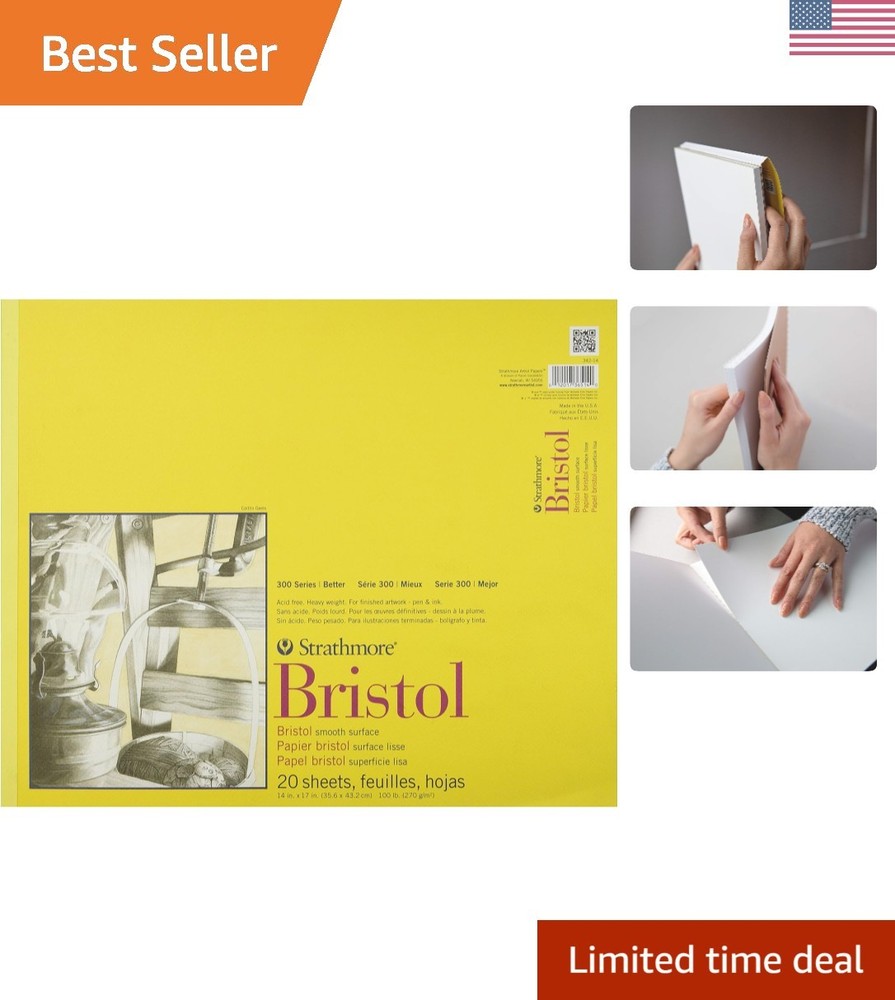 300 Series Bristol Drawing Pad - 14x17, 20 Sheets, Smooth Surface