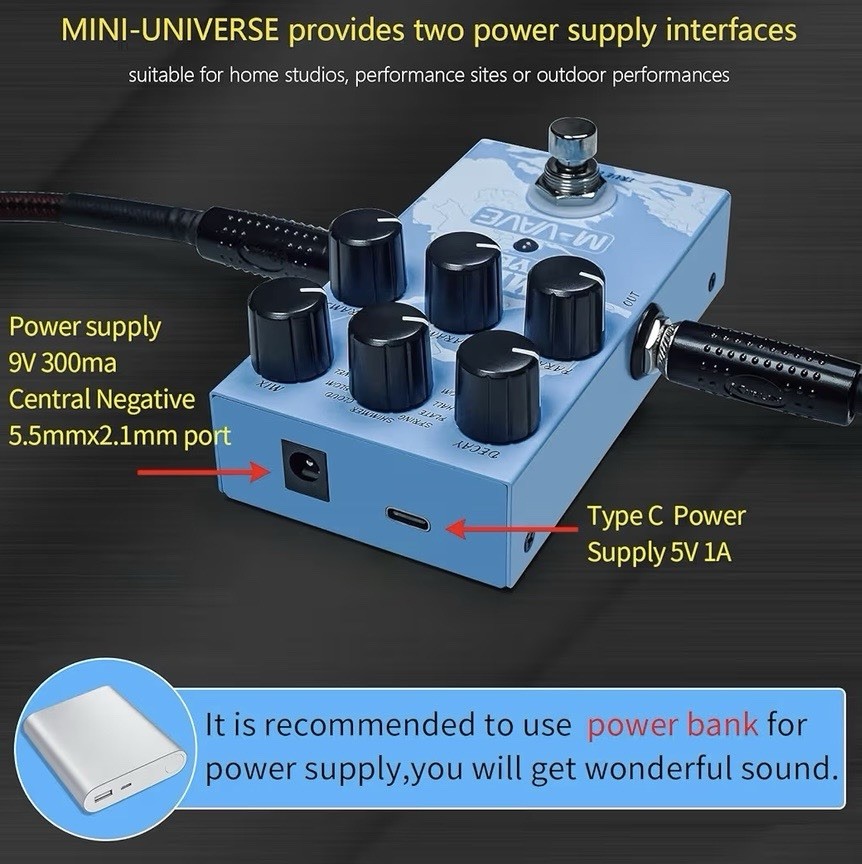 NIB Bundle M-Vave Mini Universe Reverb & Elemental Delay Guitar Effects Pedals