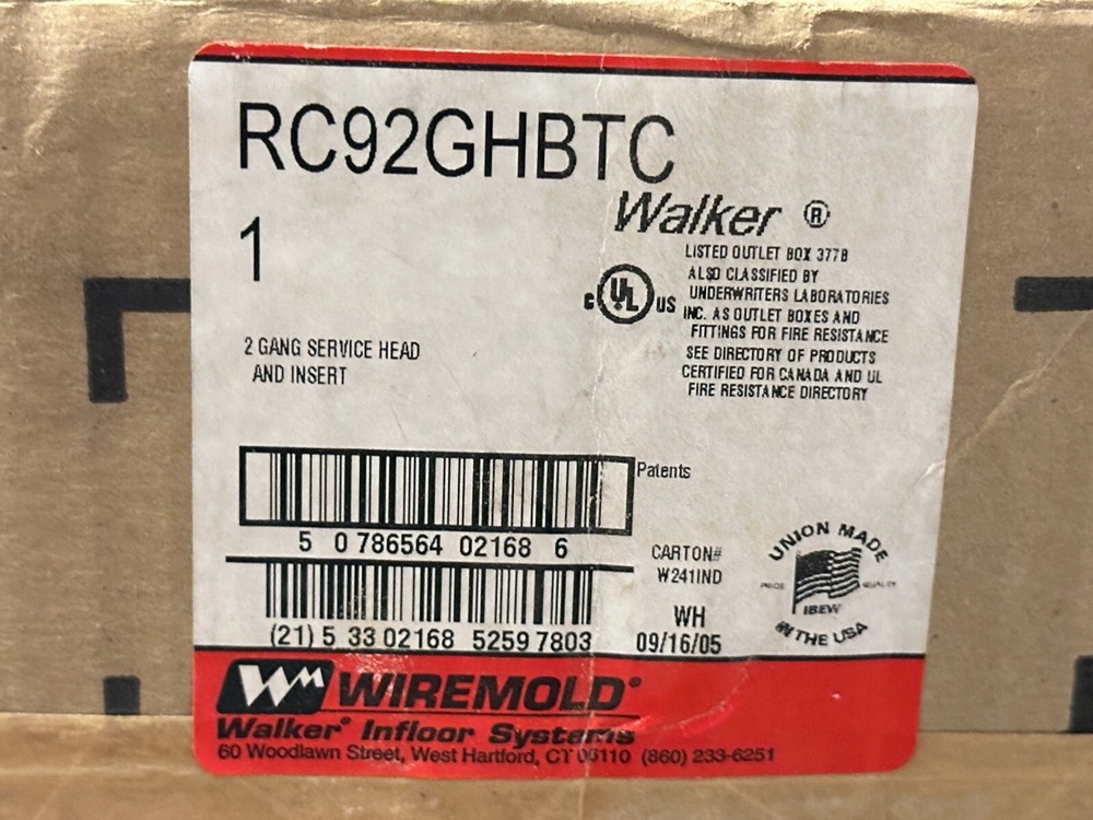 NEW Wiremold RC92GHBTC Poke-Thru Insert With Double-Width Service Head + Insert