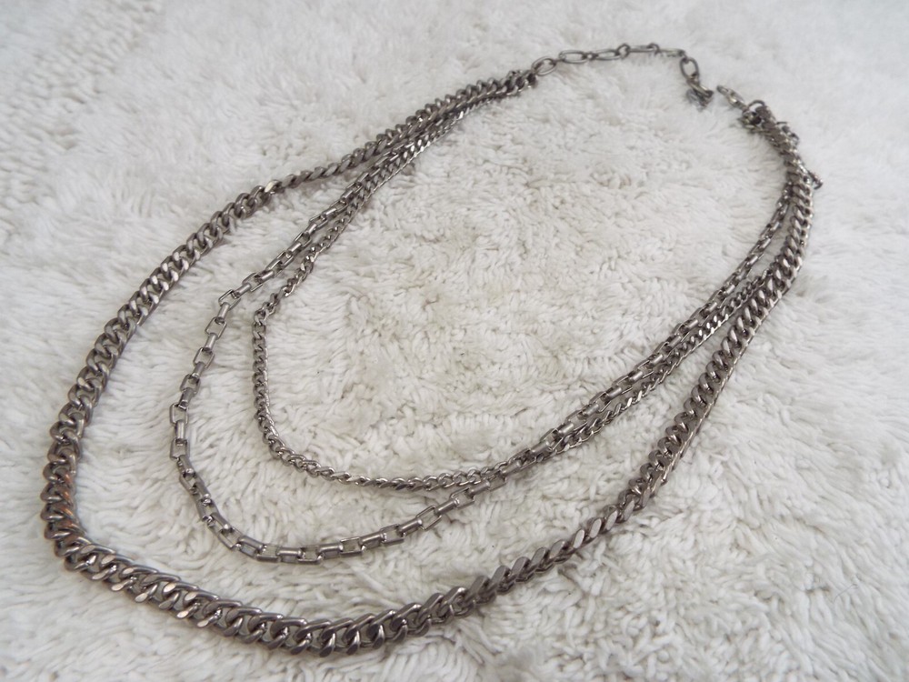 Silvertone Multi Chain Necklace (F51)