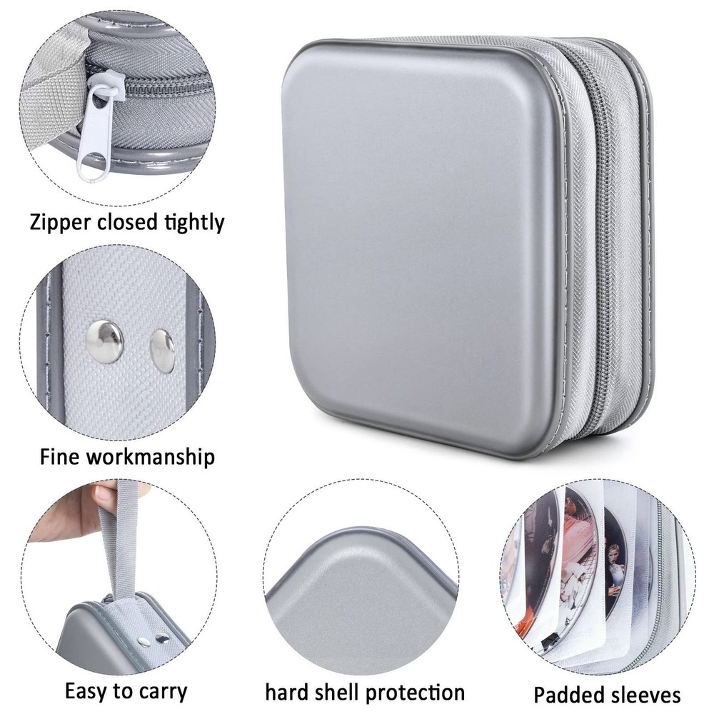 Bivisen CD Case, DVD Case Wallet Holder Binder 48 48 Capacity, Silver