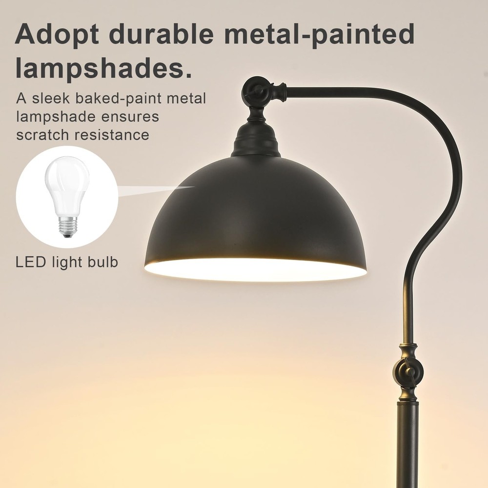 Bright Reading Floor Lamp with Remote Control and Bluetooth Dimming,Rustic Vi...