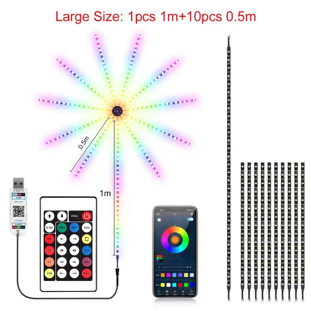 RGBIC Firework Strip Lights LED Bluetooth APP Control Neon Strip USB 5V Changing