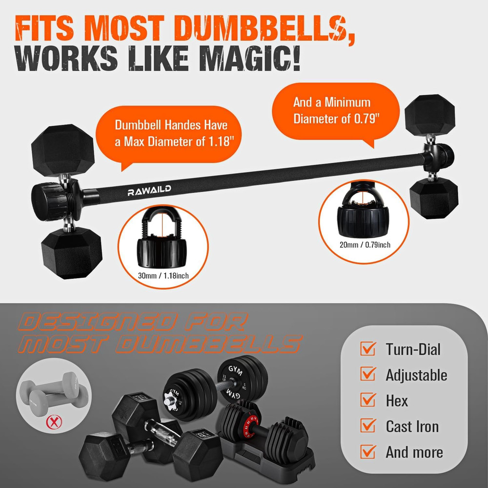 Dumbbell to Barbell Converter for Versatile Home Strength Training