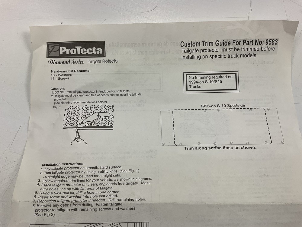 ProTecta 9583 Diamond Tailgate Protector Rubber Liner Mat - 1994-up Chevy S10