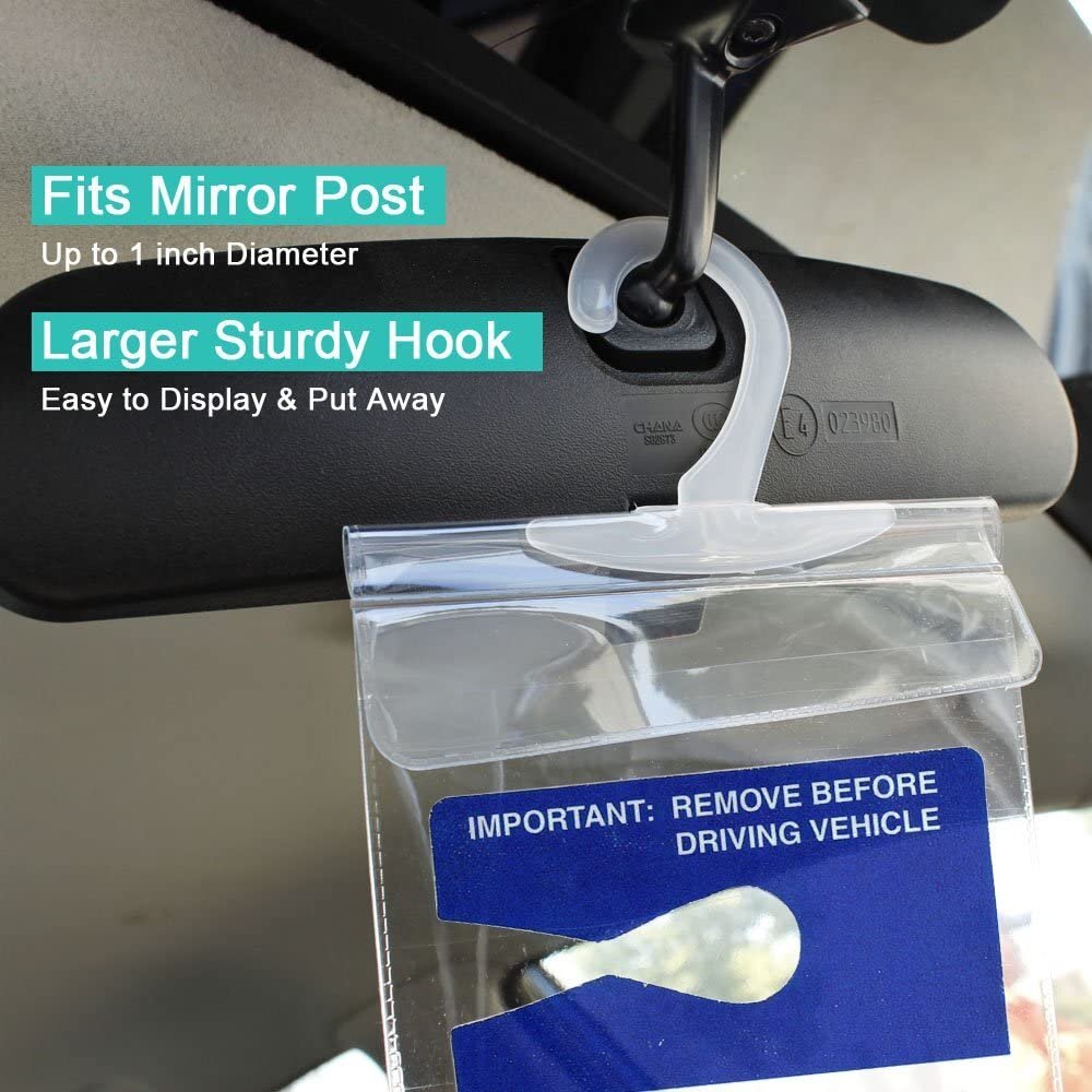 Handicap Placard Holder Disabled Parking Permit Protector Mirror Tag Sleeve Hang
