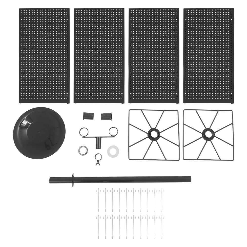 Rotatable 4-Sided Perforated Display Stand with Sturdy Base - Black