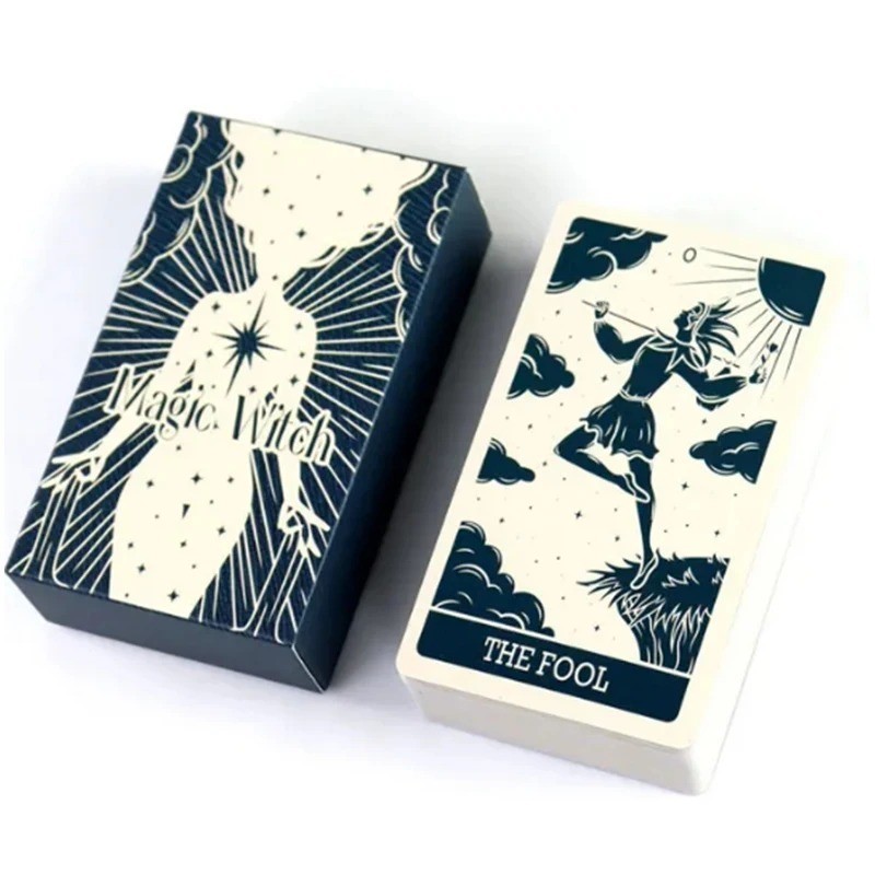 Magic Witch Tarot Deck 78 Cards Minimal Dark Line Art Divination Game