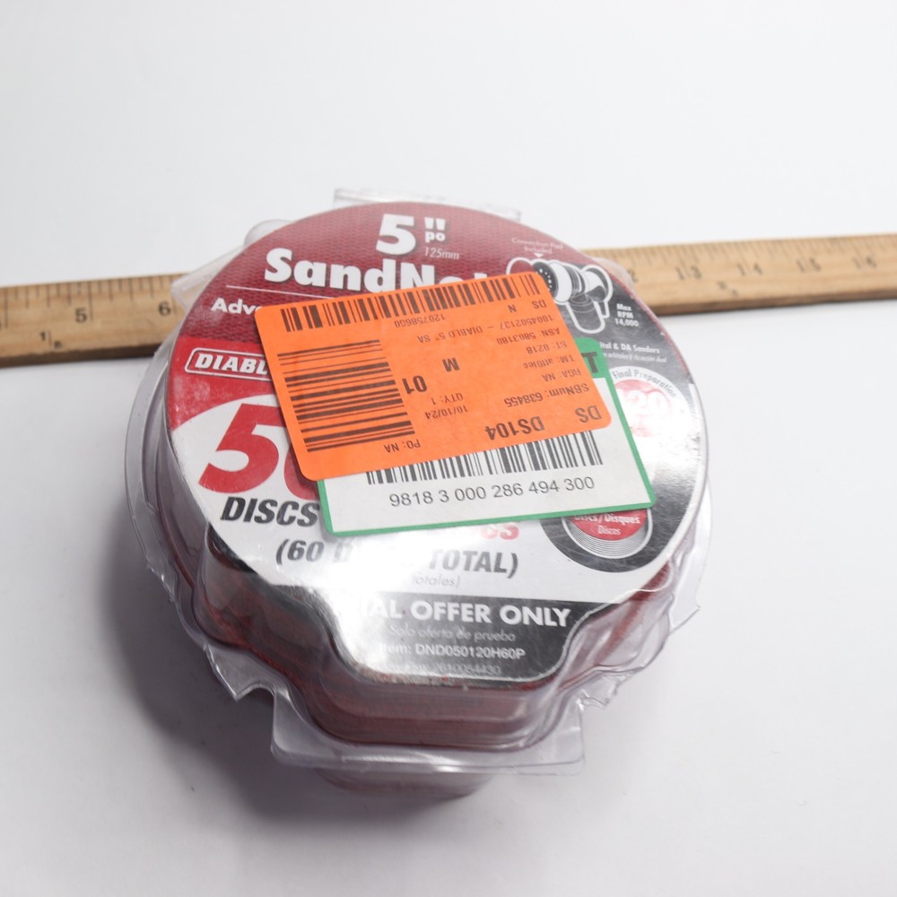 (50-Pk) Diablo Hook & Lock Sanding Disc Ceramic Blend Medium 120-Grit 5