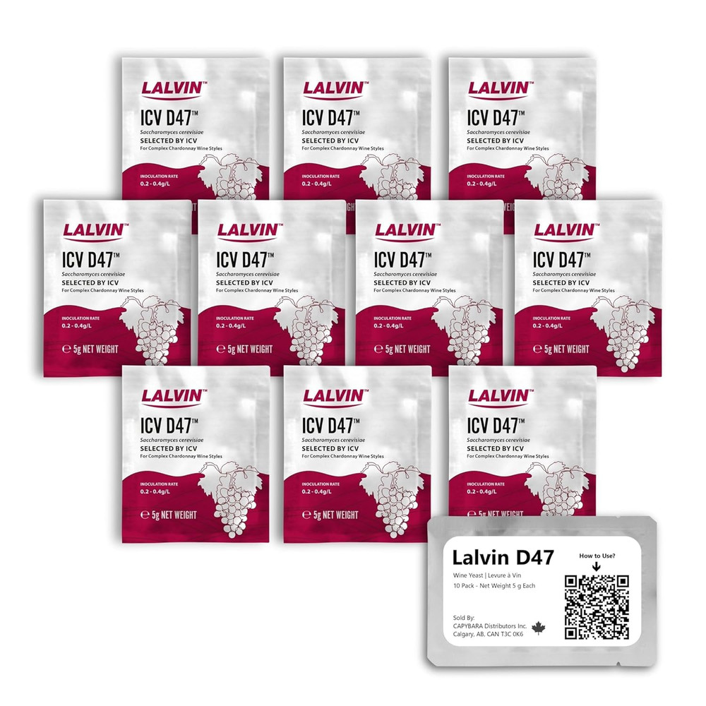 Lalvin D47 Wine Yeast (10 Pack) - Make Wine Cider Mead Kombucha at Home - 5 G Sa