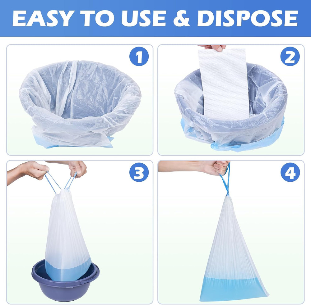 150 Pack Commode Liners with Absorbent Pads，150 Disposable Commode Bags and 1...