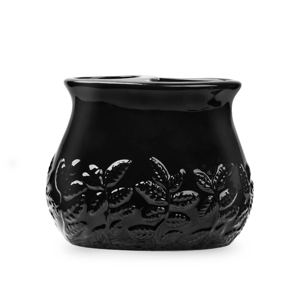 Ceramic Embossed Leaves Bathroom Accessories Set, 4 Piece Bathroom Ensemble S...