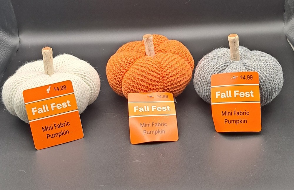 Set Of 3 Mini Fabric Pumpkins Multicolor