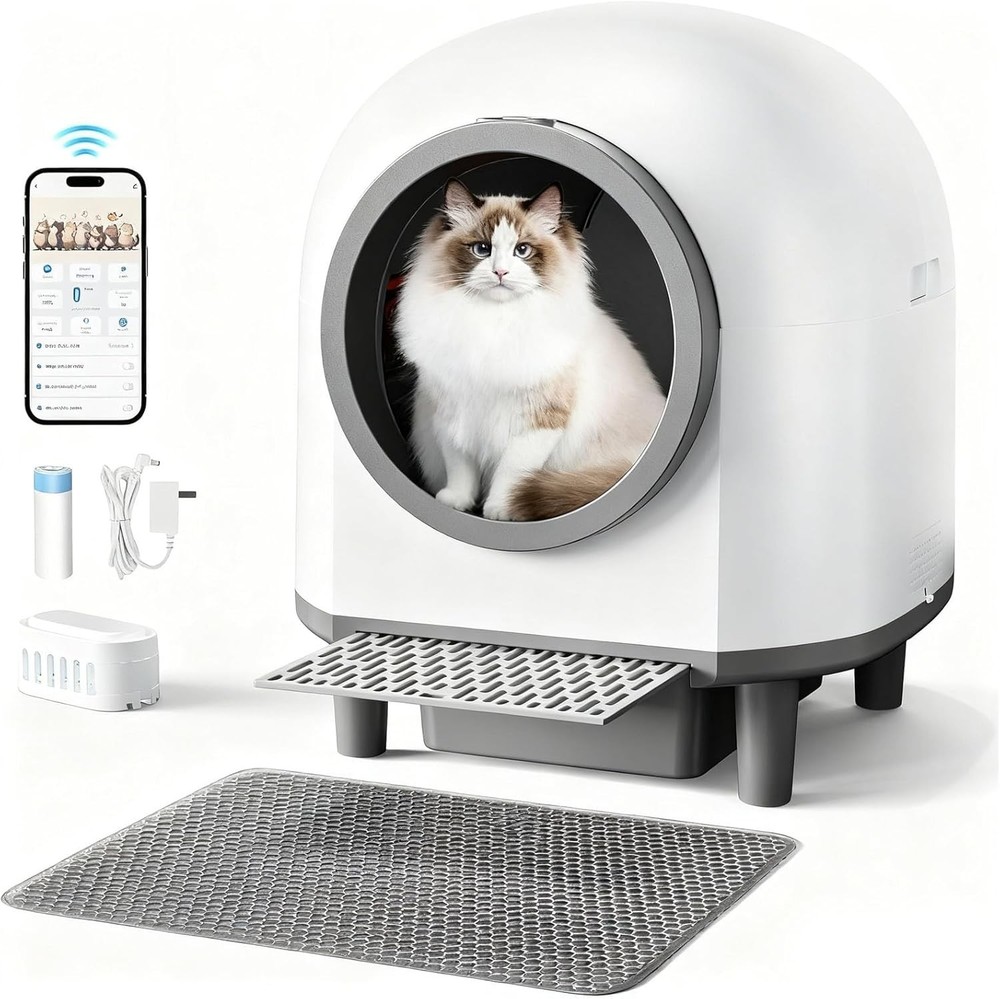 88L Large Smart Automatic Self Cleaing Cat Litter Box with App Control Mat Liner