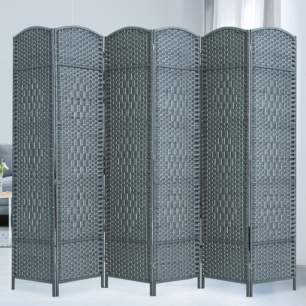JOSTYLE Room Divider Screen 6-Panel Folding Privacy Screens Diamond Double-Weave